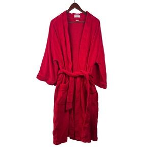 Christian Dior Monsieur Vintage Red Terry Cloth Bathrobe Cotton One Size